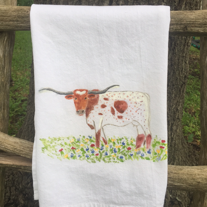 Longhorn Cow Tea Towel